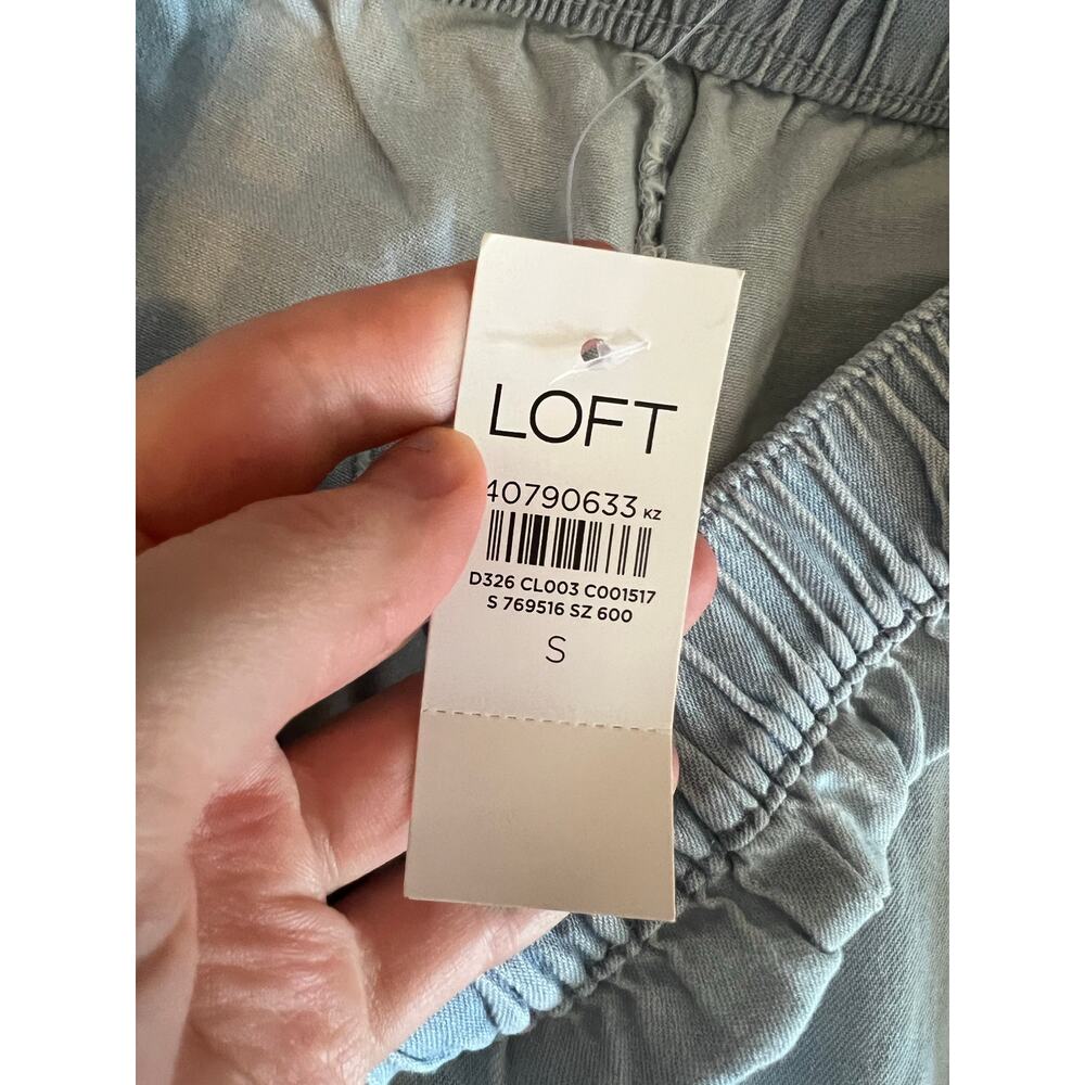 NEW Loft Breezy Wide Leg Crop Pants Chambray Blue 100% Cotton Pull On Women's S - Picture 11 of 14